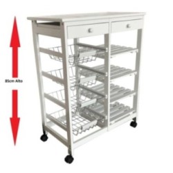 Verdulero frutero doble 4 cestas 4 baldas y 2 cajones color blanco 85x37x67