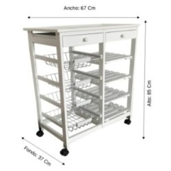 Verdulero frutero doble 4 cestas 4 baldas y 2 cajones color blanco 85x37x67