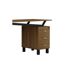 Mesa de Despacho con Cajones, Melamina Nogal - Negro, 140x60x76cm - Organización y Estilo para tu Oficina.