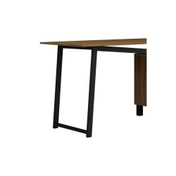 Mesa de Despacho con Cajones, Melamina Nogal - Negro, 140x60x76cm - Organización y Estilo para tu Oficina.