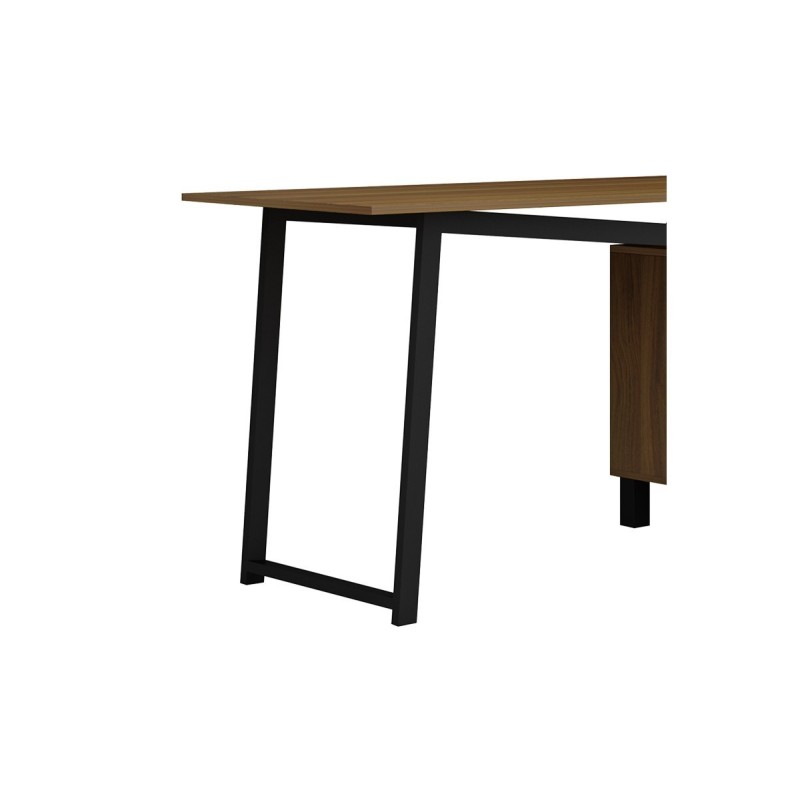 Mesa de Despacho con Cajones, Melamina Nogal - Negro, 140x60x76cm - Organización y Estilo para tu Oficina.