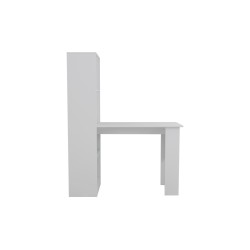 Mesa de Oficina con Librería-Escritorio en Melamina Color Blanco, 120x50x150cm - Diseño Versátil y Funcional