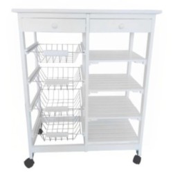 Verdulero frutero doble 4 cestas 4 baldas y 2 cajones color blanco 85x37x67