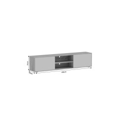 Mueble TV Melamina Blanco-Natural 180x40x41 cm - 2 Puertas y Amplio Espacio de Almacenamiento.