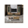 Mueble TV Roble Oscuro con 2 Puertas y Estante - Melamina 150x40x41.6 cm - Moderno y Funcional.