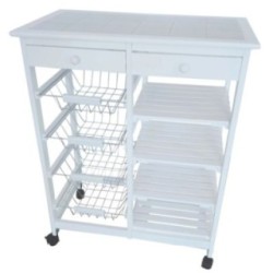 Verdulero frutero doble 4 cestas 4 baldas y 2 cajones color blanco 85x37x67