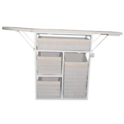 Mueble de plancha Lisboa color blanco con 4 cajones de almacenamiento y ruedas