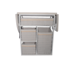 Mueble de plancha Lisboa color blanco con 4 cajones de almacenamiento y ruedas