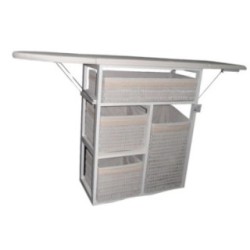 Mueble de plancha Lisboa color blanco con 4 cajones de almacenamiento y ruedas