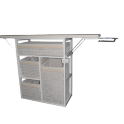 Mueble de plancha Lisboa color blanco con 4 cajones de almacenamiento y ruedas