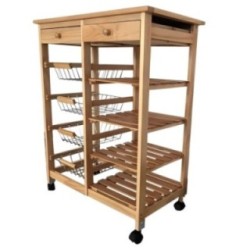 Verdulero Frutero Doble: 4 Cestas, 4 Baldas y 2 Cajones - Color Miel Oporto 4