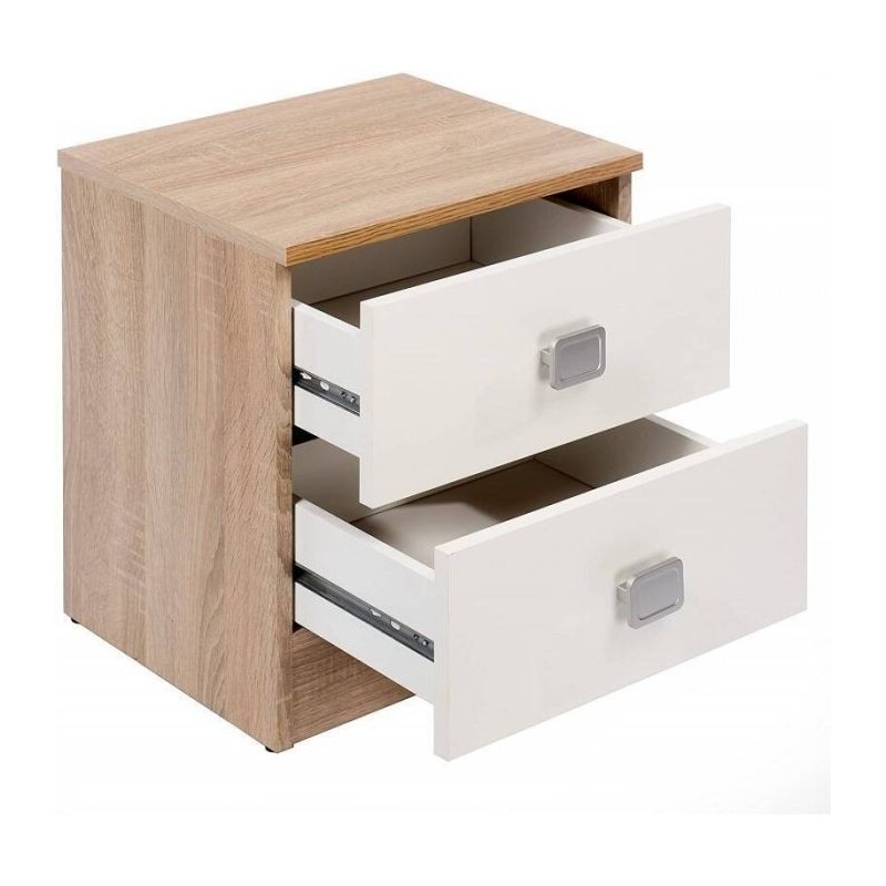 Conjunto dormitorio de Cabecero + 2 mesitas de noche color cambrian y blanco.