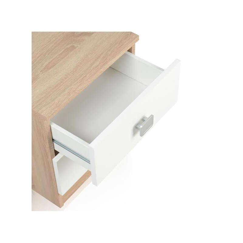 Conjunto dormitorio de Cabecero + 2 mesitas de noche color cambrian y blanco.