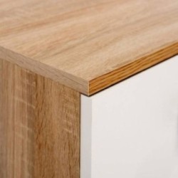 Conjunto dormitorio de Cabecero + 2 mesitas de noche color cambrian y blanco.