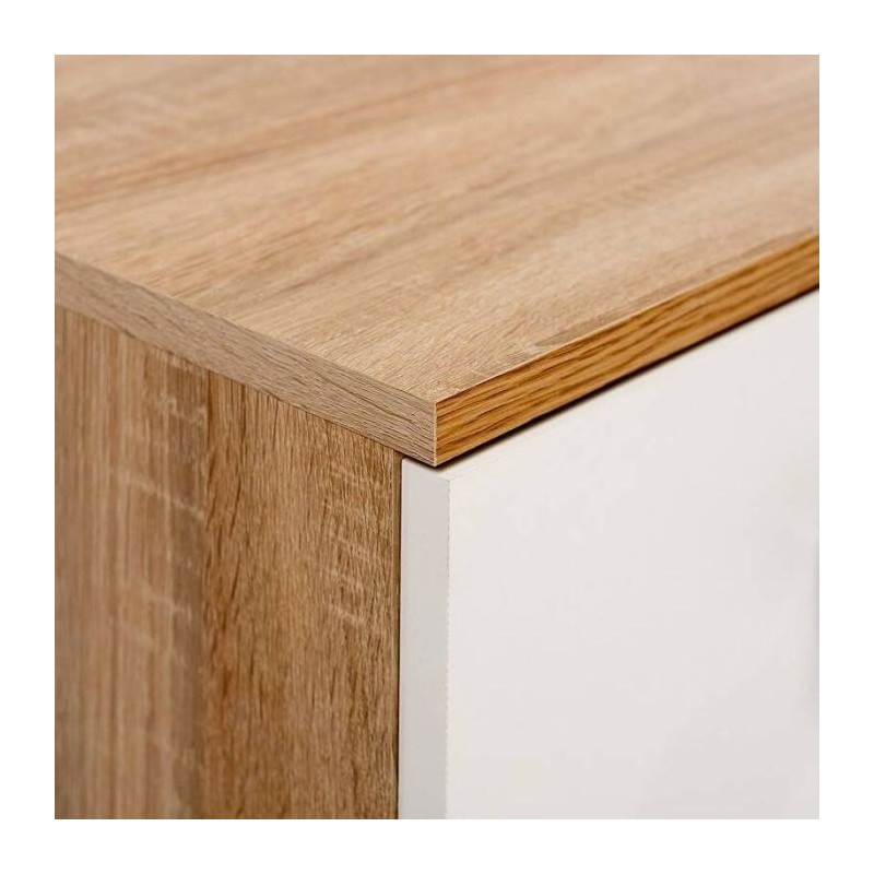 Conjunto dormitorio de Cabecero + 2 mesitas de noche color cambrian y blanco.